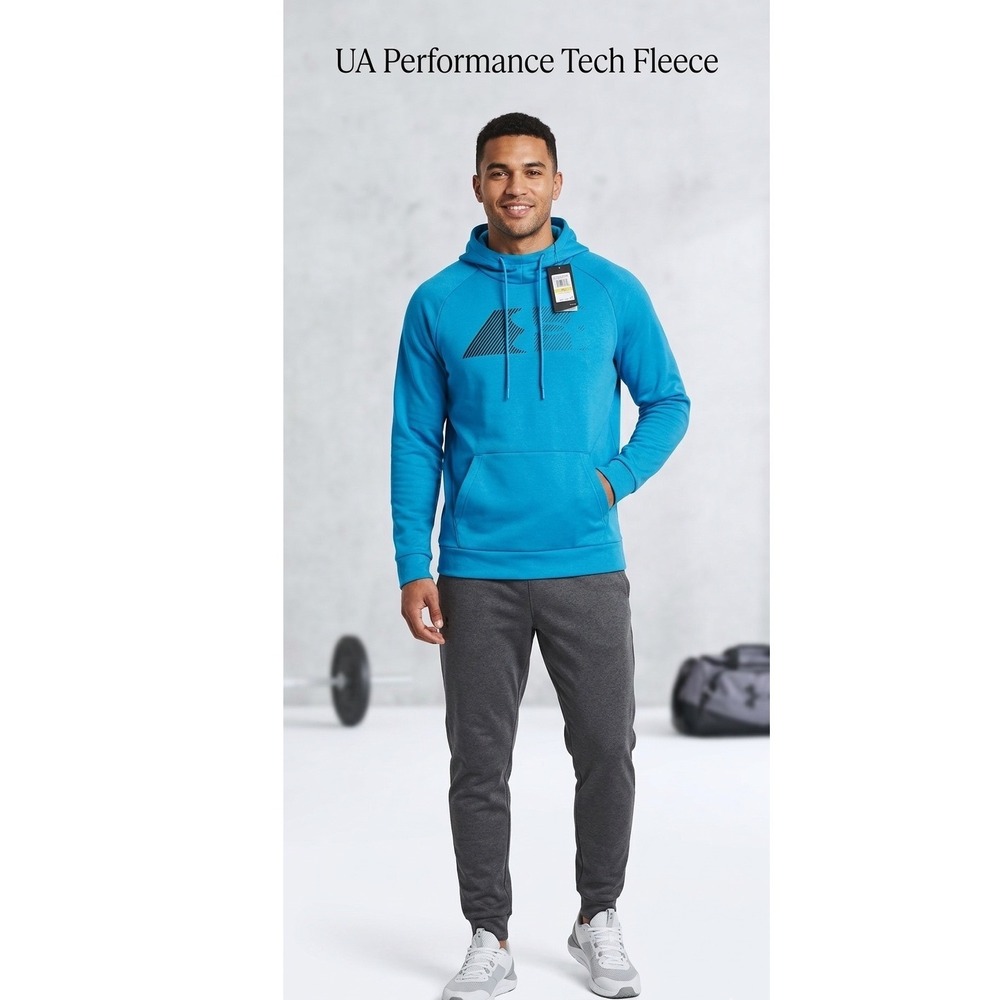 Under Armour Men's Long Sleeve Light Blue Hooded Pullover Sweatshirt Size MD/M/M